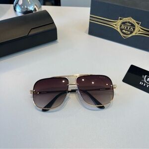 DITA Gold Aviator Sunglasses with Brown Gradient Lenses